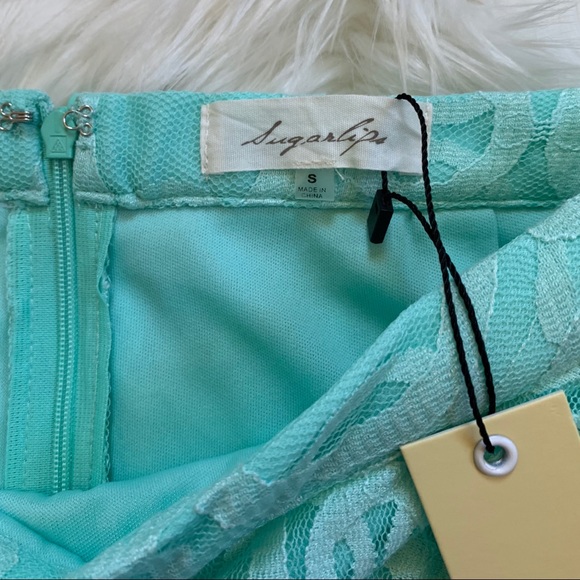 SugarLips Snow Mint Lace Peplum Mini Skirt - Picture 2 of 6